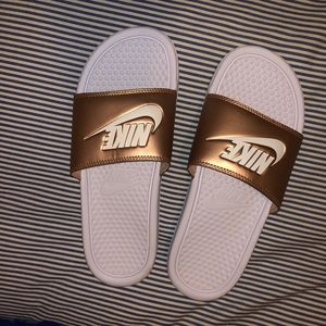 Nike Gold Slides